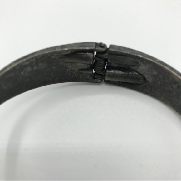 Vintage Feather Cuff Bracelet Statement Silver Pewter Toned - Picture 3 of 9